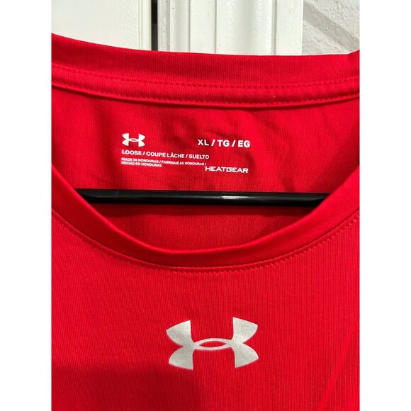 Under Armour Mens Loose Fit HeatGear T Shirt Red Sz XL - Picture 4 of 8